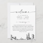 Invitation New York City Skyline Wedding Program 5x7 Card (Devant)