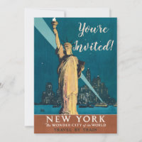 New York City Vintage voyage Liberty Skyline