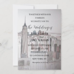 Invitation New York City Watercolor Destination Mariage chic