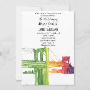 Invitation New York City Watercolor Destination Mariage chic