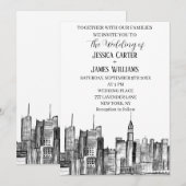 Invitation New York City Watercolor Destination Mariage chic (Devant / Derrière)