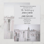 Invitation New York City Watercolor Destination Mariage chic (Devant / Derrière)