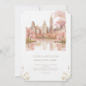 Invitation New York Destination Mariage Dusty Rose Aquarelle (Devant)