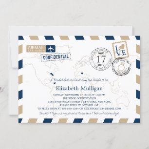 Invitation New York et New Jersey Airmail   Fête des mariées