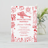 Invitation New York Fun Doodle Wedding (Debout devant)