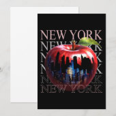 Invitation New York La Grosse Pomme Fruit Silhouette City (Devant / Derrière)