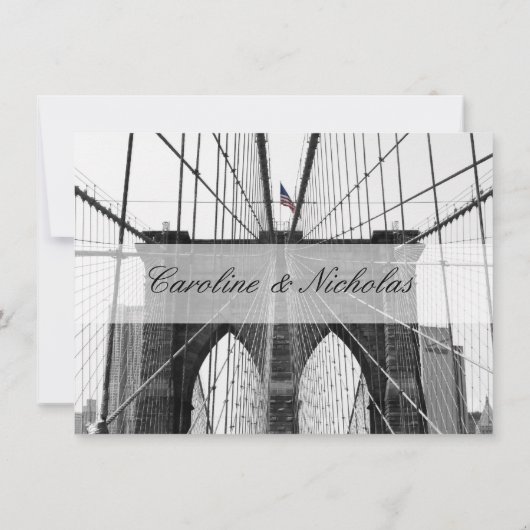 Invitation New York Mariage NYC Brooklyn Bridge (Dos)