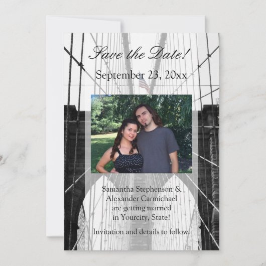 Invitation New York Mariage NYC Brooklyn Bridge (Devant)