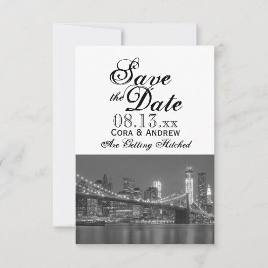 Invitation New York Skyline Brooklyn Wedding Enregistrer la d (Devant)