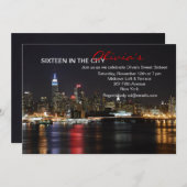 Invitation New York Skyline de Nuit (Devant / Derrière)