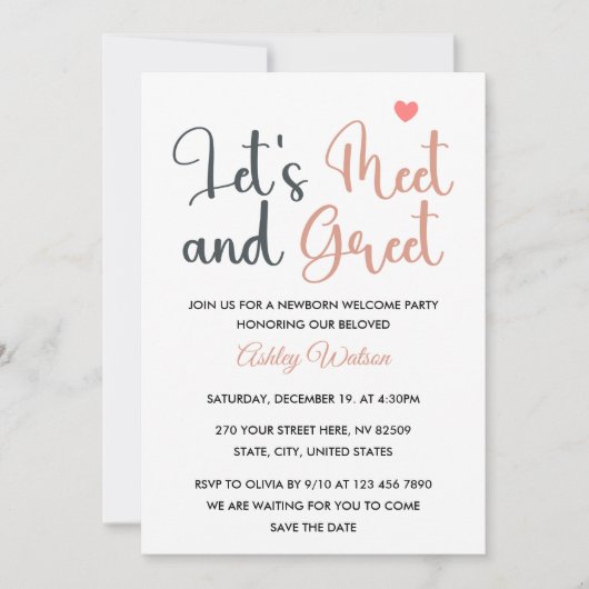 Invitation Newborn Meet & Greet Baby Welcome Party (Devant)