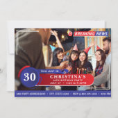 Invitation News Broadcast Photo 30th Birthday Party (Devant)