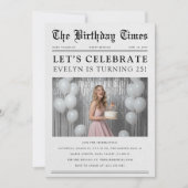 Invitation Newspaper Classic Photo Birthday Celebration (Devant)