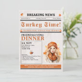 Invitation Newspaper Friendsgiving Dinner Thanksgiving Fall (Debout devant)