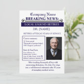 Invitation Newspaper Style Doctor Retirement Card | Custom (Debout devant)