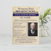 Invitation Newspaper Style Doctor Retirement Card | Custom (Debout devant)