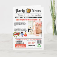 Newspaper Superheroes Birthday Party Photo