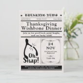 Invitation Newspaper Turkey Wishbone Thanksgiving Fall (Debout devant)