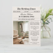 Invitation Newspaper Unique Fun Photo 2nd Birthday Party (Debout devant)