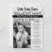 Invitation Newspaper Unique Fun Photo Boy 1st Birthday Party (Devant)