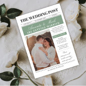 Invitation Newspaper Wedding Unique Fun Black and white