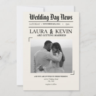 Invitation Newsprint Headline Wedding
