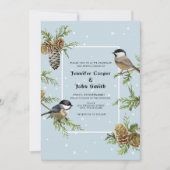 Invitation Nez d'oiseau mignon Pine Cône d'hiver Mariage Invi (Devant)