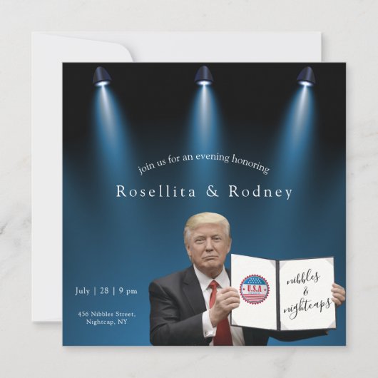 Invitation Nibbles Nightcaps Engagement Parti Trump Great (Devant)