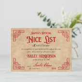 Invitation Nice Certificat de Père Noël North Pôle Magique (Debout devant)