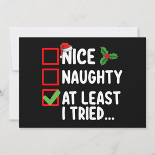 Invitation Nice Naughty Au Moins J'Ai Essayé Liste De Noël Va