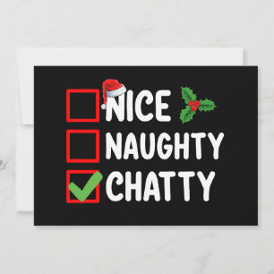Invitation Nice Naughty Chatty Liste de Noël Famille