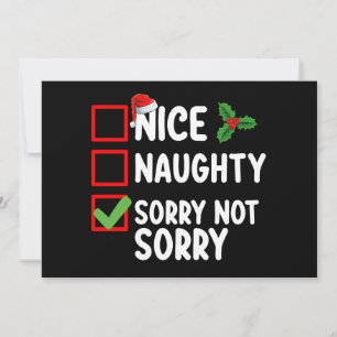 Invitation Nice Naughty Désolé Pas Noël Liste vacances