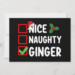 Invitation Nice Naughty Ginger Liste de Noël Vacances en fami