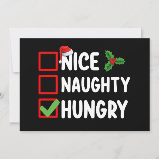 Invitation Nice Naughty Hungry Christmas List Famille Vacance (Devant)