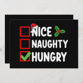 Invitation Nice Naughty Hungry Christmas List Famille Vacance (Devant / Derrière)