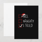 Invitation Nice Naughty I Tried Christmas List Xmas Santa Cla (Devant / Derrière)