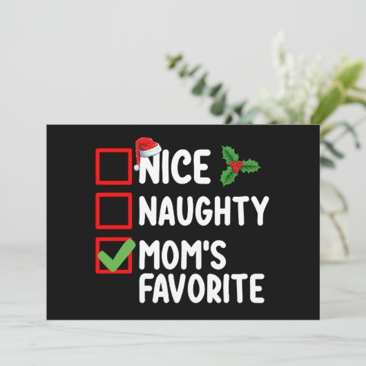 Invitation Nice Naughty Maman's Favorite Christmas List Famil (Debout devant)