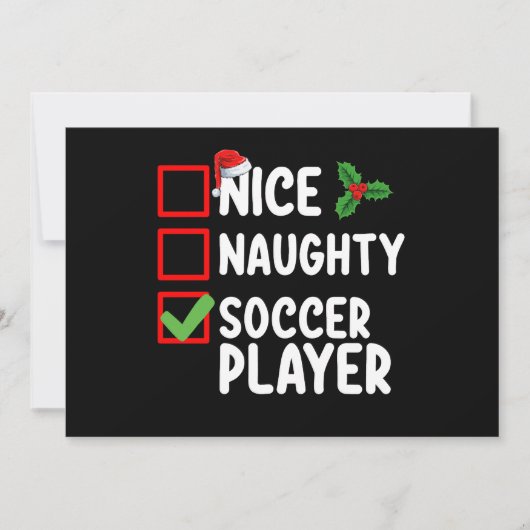 Invitation Nice Naughty Soccer Joueur Noël (Devant)