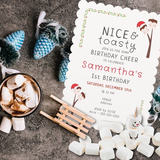 Invitation Nice S'mores Marshmallows Kids Xmas Birthday Party