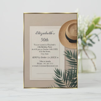 Invitation Nice Summertime hat 50th Birthday Party cream 