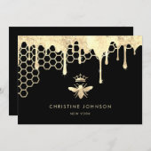 Invitation nid d'abeille de la reine de fleur d'or (Devant / Derrière)