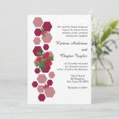 Invitation Nid d'abeille et roses Mariage (Debout devant)