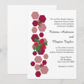 Invitation Nid d'abeille et roses Mariage (Devant / Derrière)