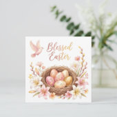 Invitation Nid de Pâques avec œufs (Debout devant)