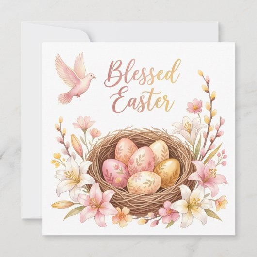 Invitation Nid de Pâques avec œufs (Devant)