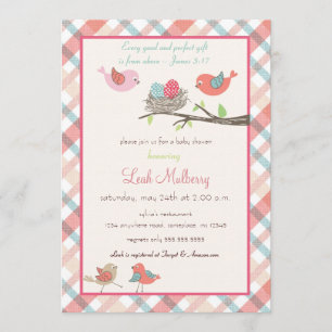 Invitation Nid des Inséparables - Baby shower d'écriture bran