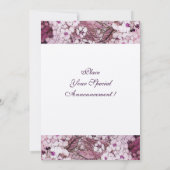 INVITATION NID D'OISEAU, ARBRE AUX FLEURS BLANCHES ROUGES ET (Dos)