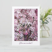 INVITATION NID D'OISEAU, ARBRE AUX FLEURS BLANCHES ROUGES ET (Debout devant)