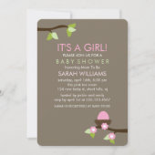 Invitation Nid d'oiseau et baby shower de fille de fleurs (Devant)