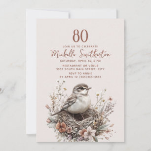 Invitation Nid d'oiseau Terracotta Rose 80e Anniversaire